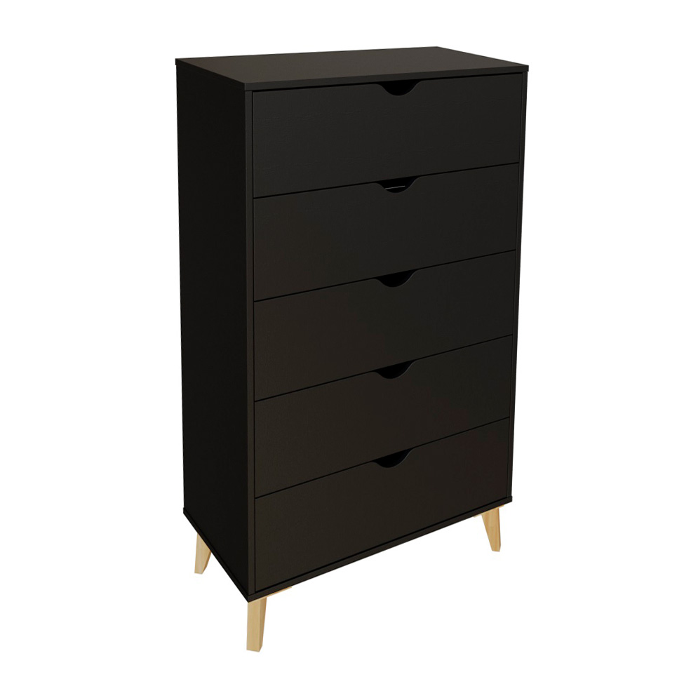 Cômoda Ipanema 5 Gavetas Preta 76 cm
