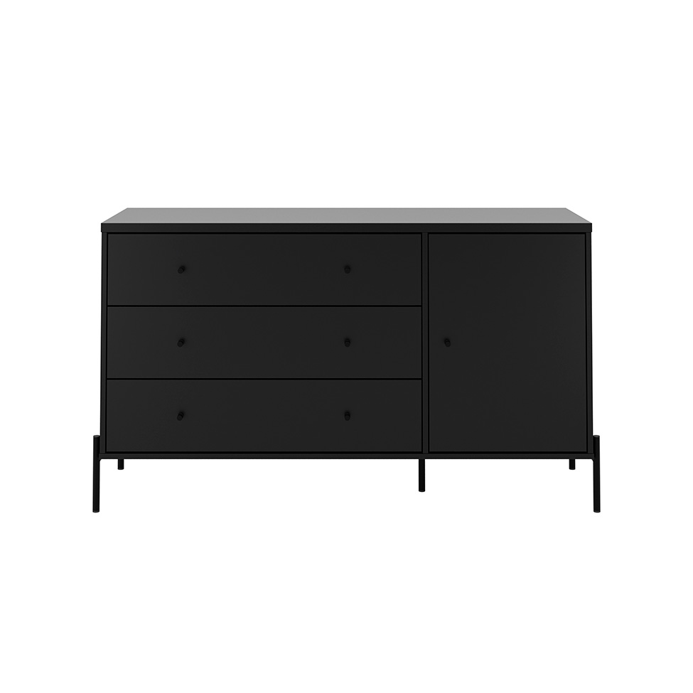 Cômoda Jasper 1 Porta 3 Gavetas Preta