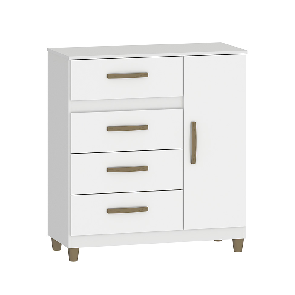 Cômoda Leme 1 Porta 4 Gavetas Branco