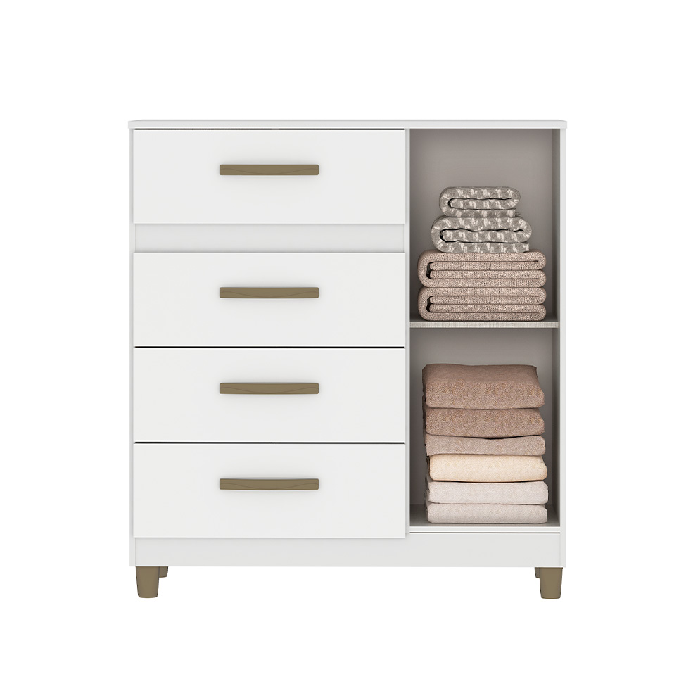 Cômoda Leme 1 Porta 4 Gavetas Branco
