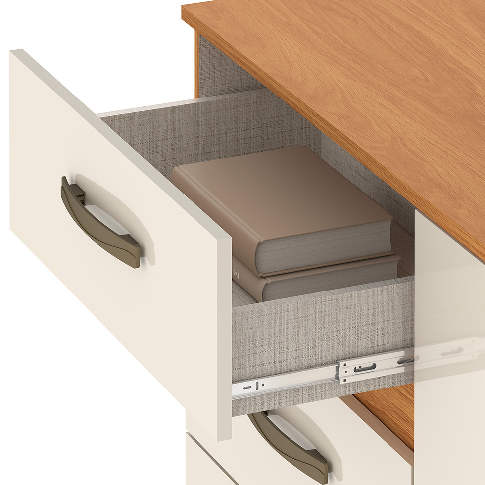 Cômoda Leme 1 Porta 4 Gavetas Cinamomo e Off White