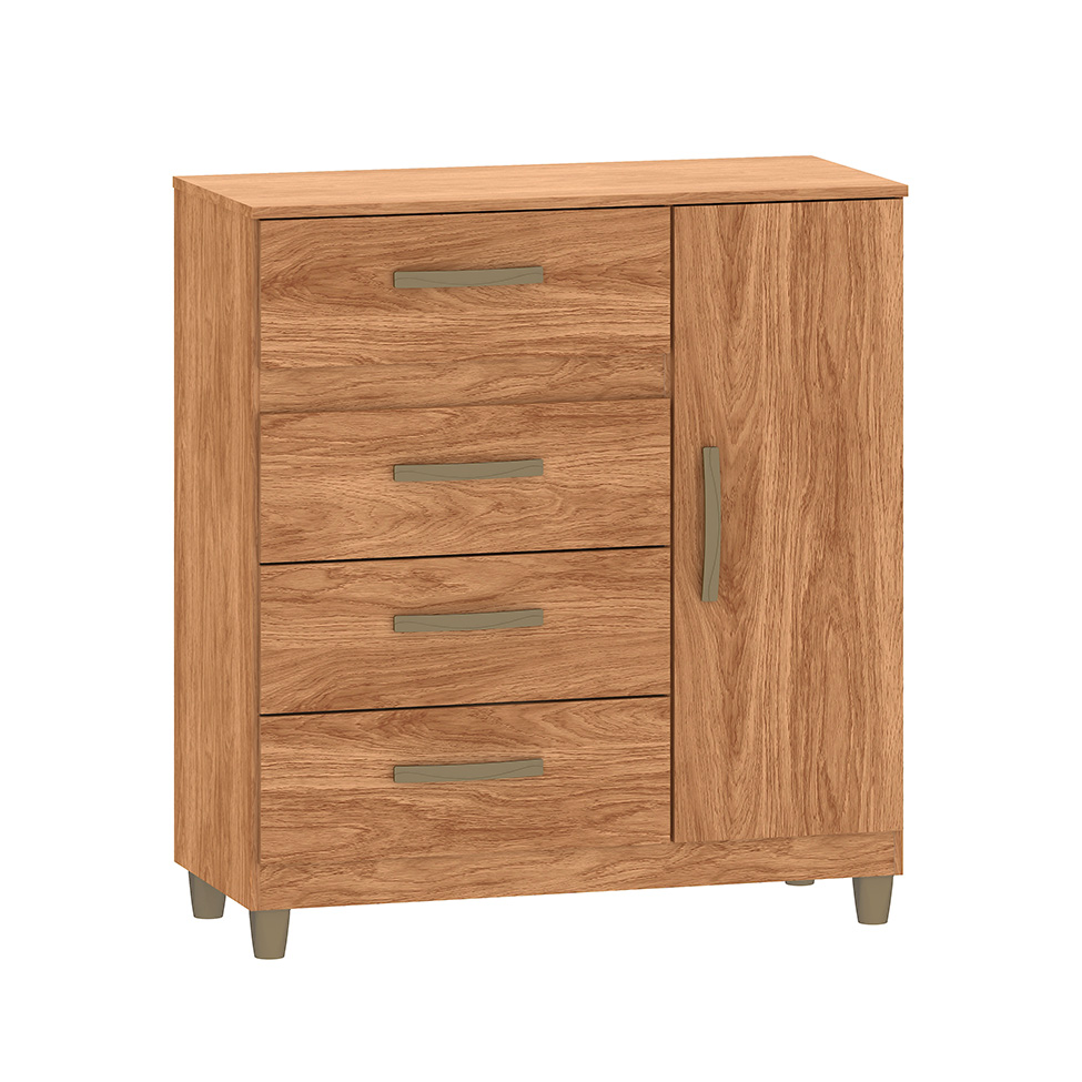 Cômoda Leme 1 Porta 4 Gavetas Mel