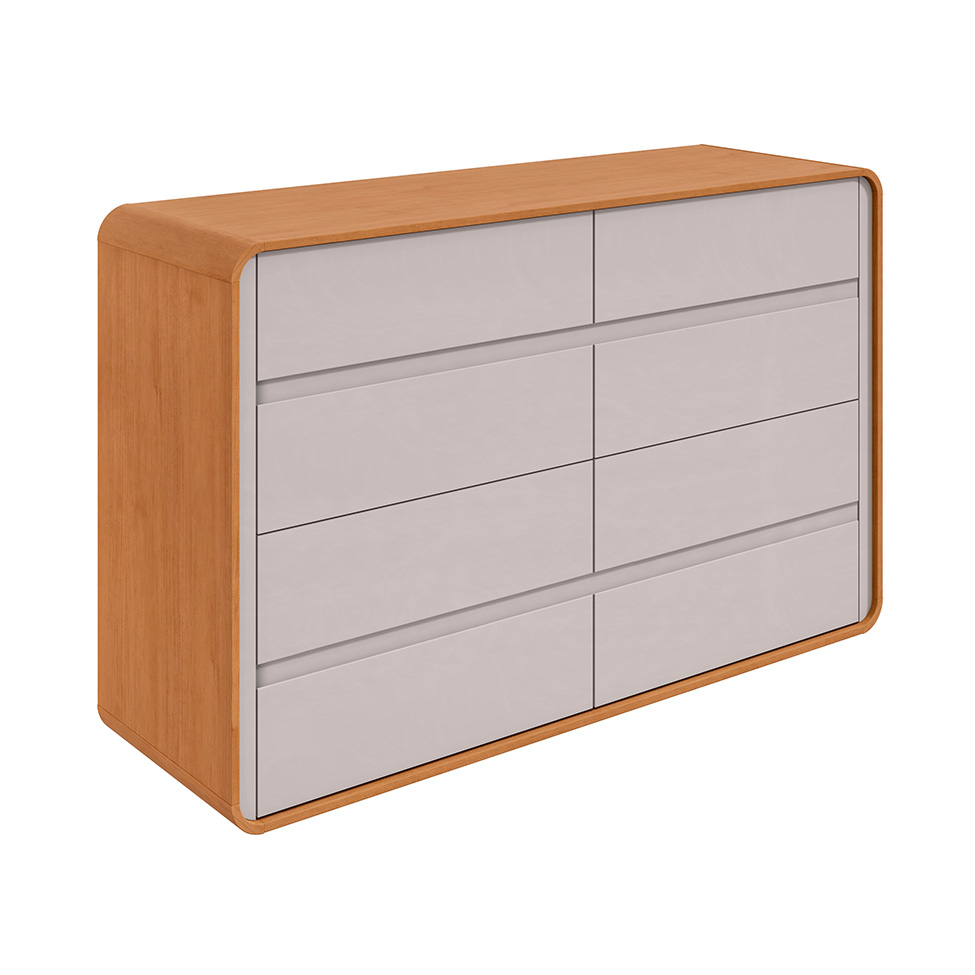 Cômoda Loop 8 Gavetas Amêndoa e Off White