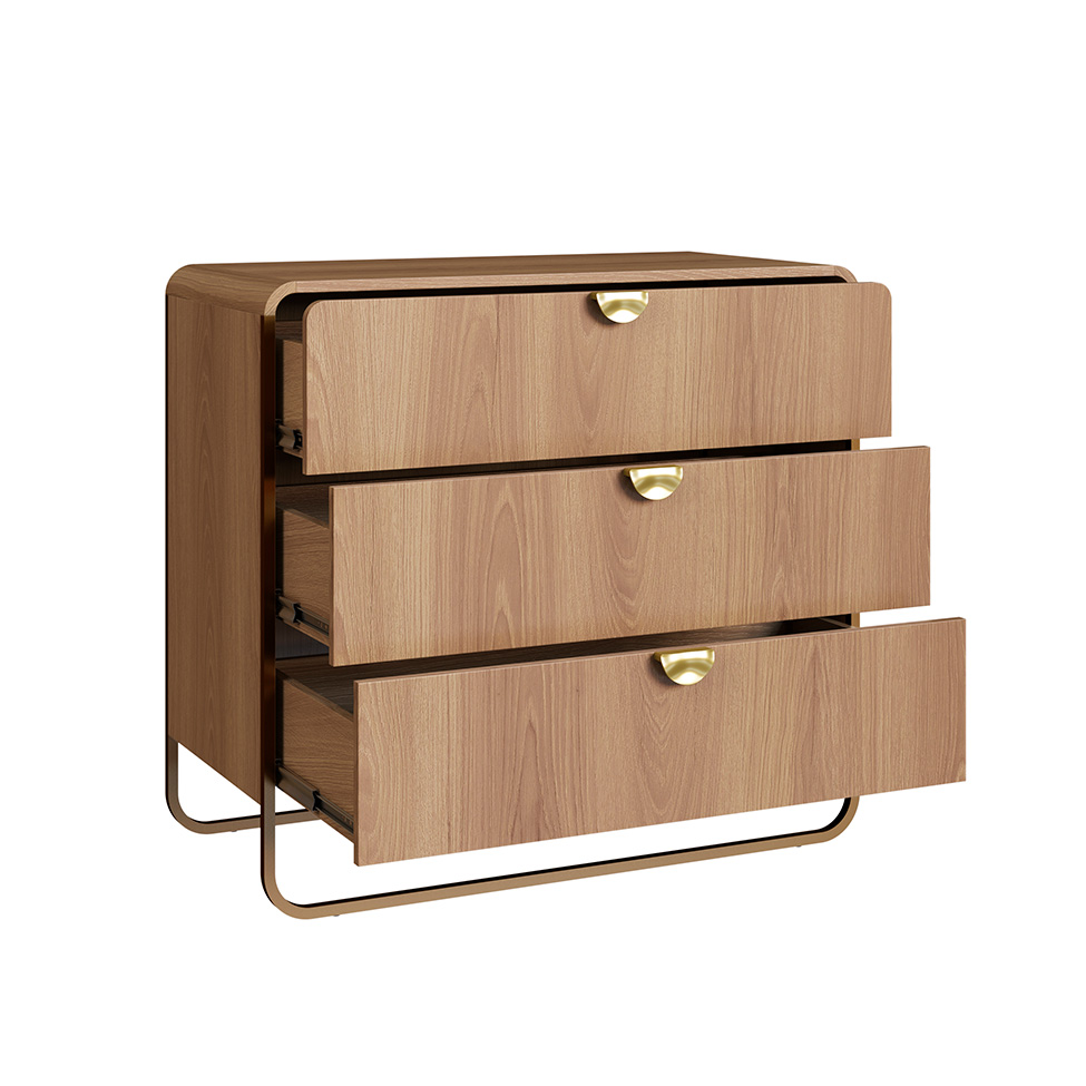 Cômoda Luna 3 Gavetas Hanover e Dourado