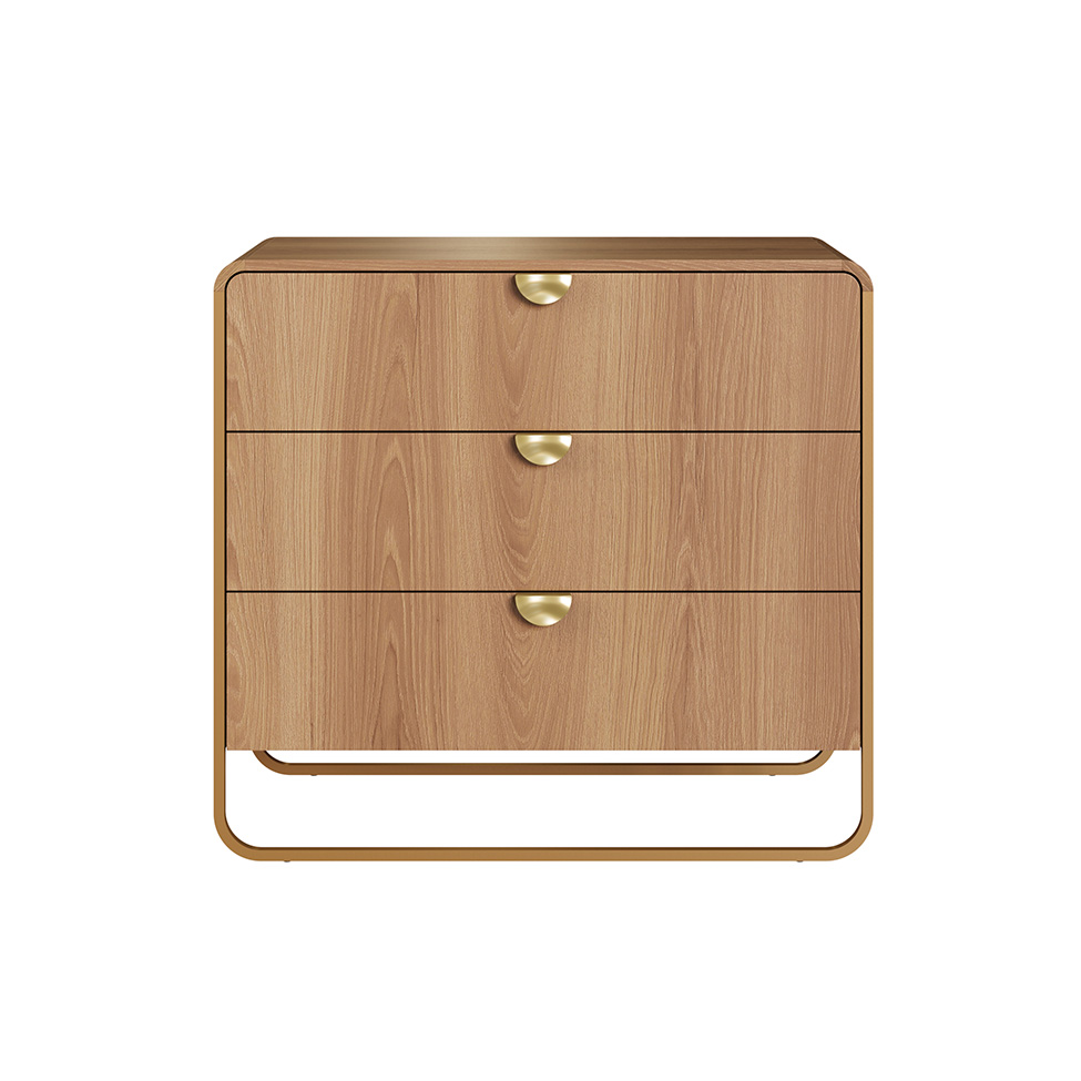 Cômoda Luna 3 Gavetas Hanover e Dourado