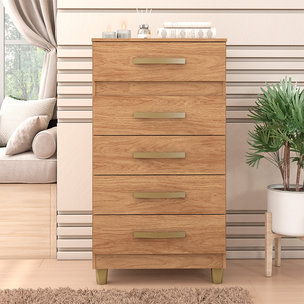 Cômoda Malta 5 Gavetas Mel