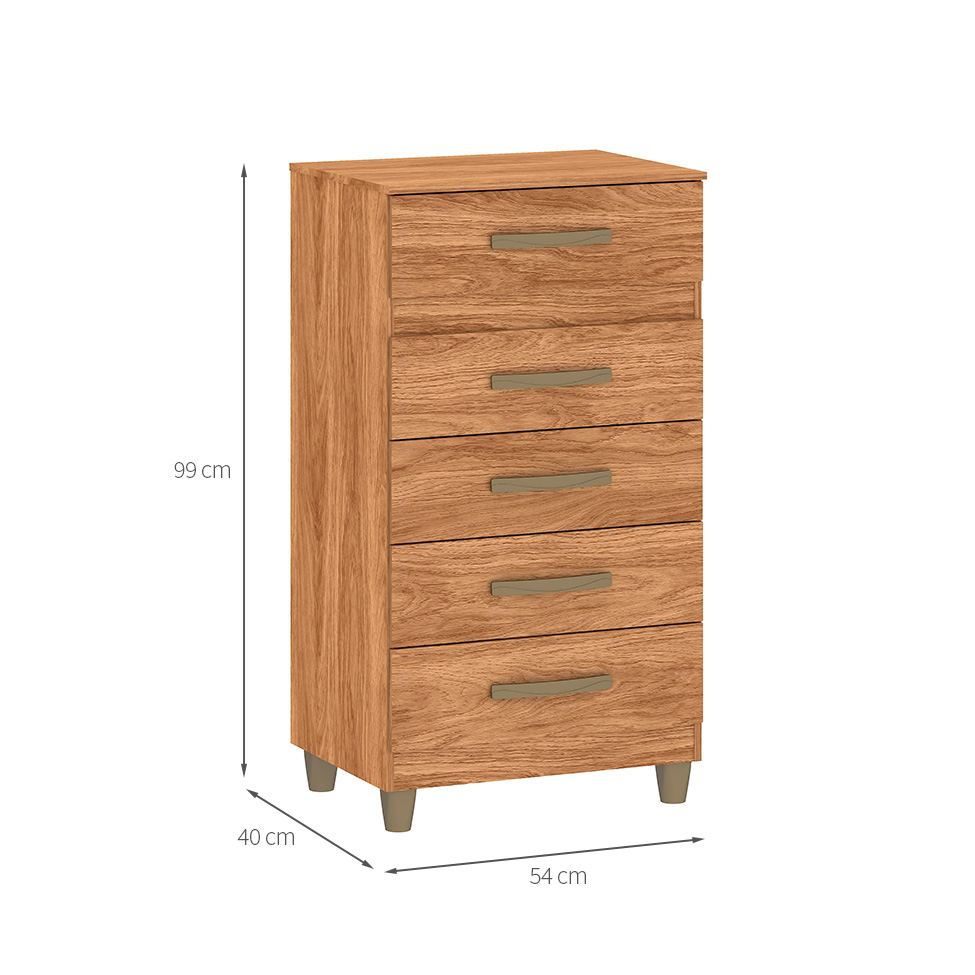 Cômoda Malta 5 Gavetas Mel