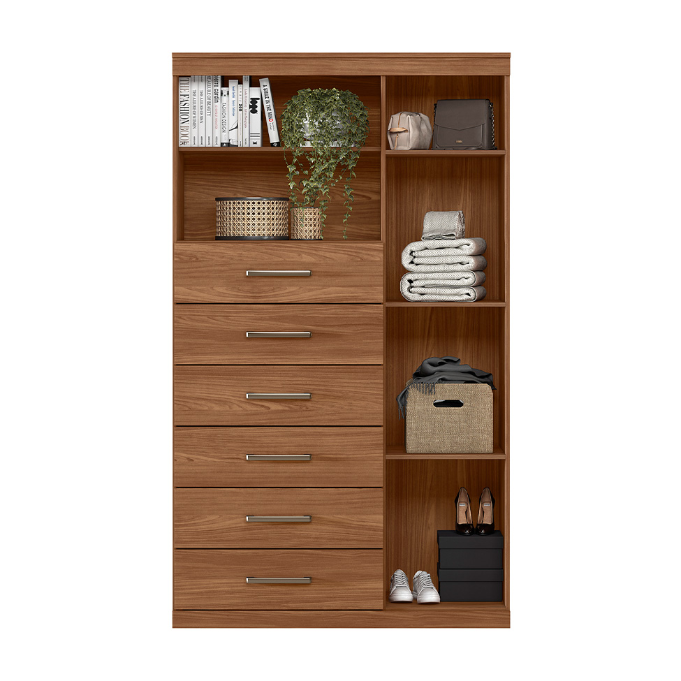 Cômoda Marabá 1 Porta 6 Gavetas Jatobá