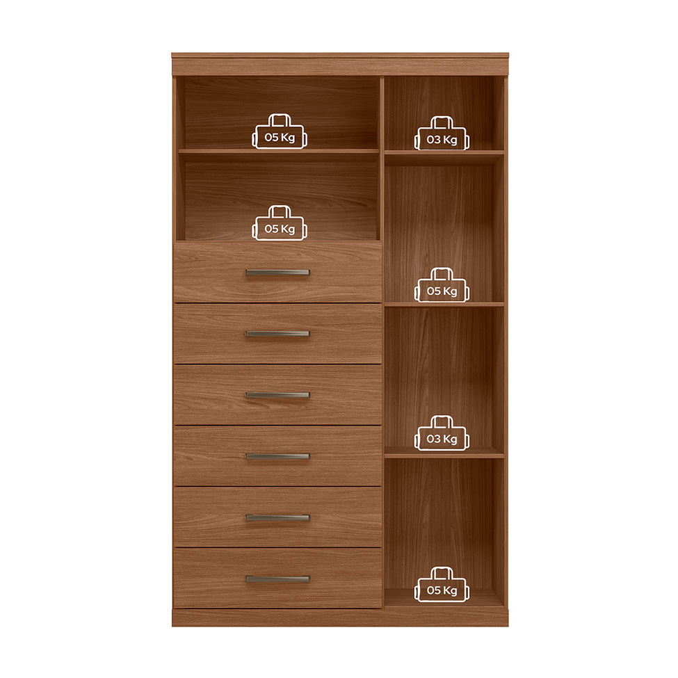 Cômoda Marabá 1 Porta 6 Gavetas Jatobá