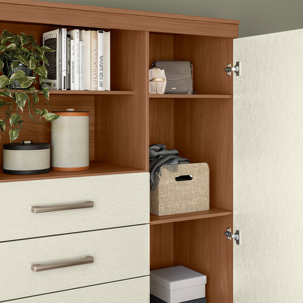 Cômoda Marabá 1 Porta 6 Gavetas Jatobá e Areia