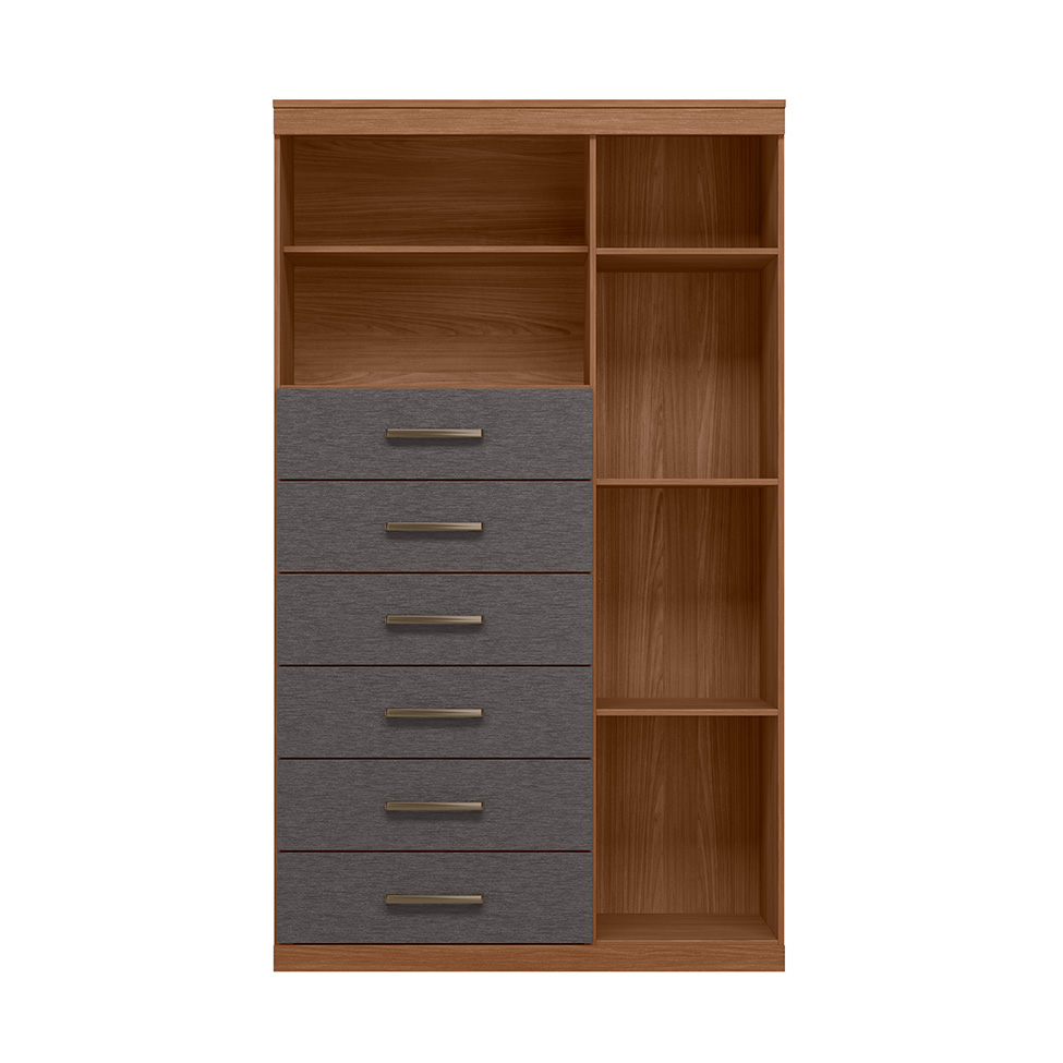 Cômoda Marabá 1 Porta 6 Gavetas Jatobá e Grafite