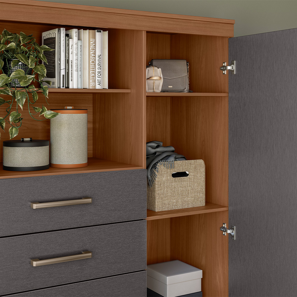 Cômoda Marabá 1 Porta 6 Gavetas Jatobá e Grafite