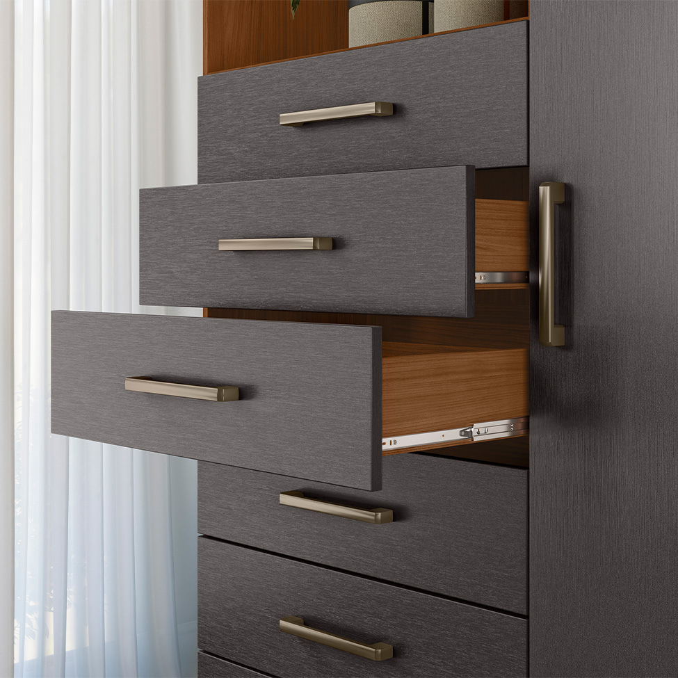 Cômoda Marabá 1 Porta 6 Gavetas Jatobá e Grafite