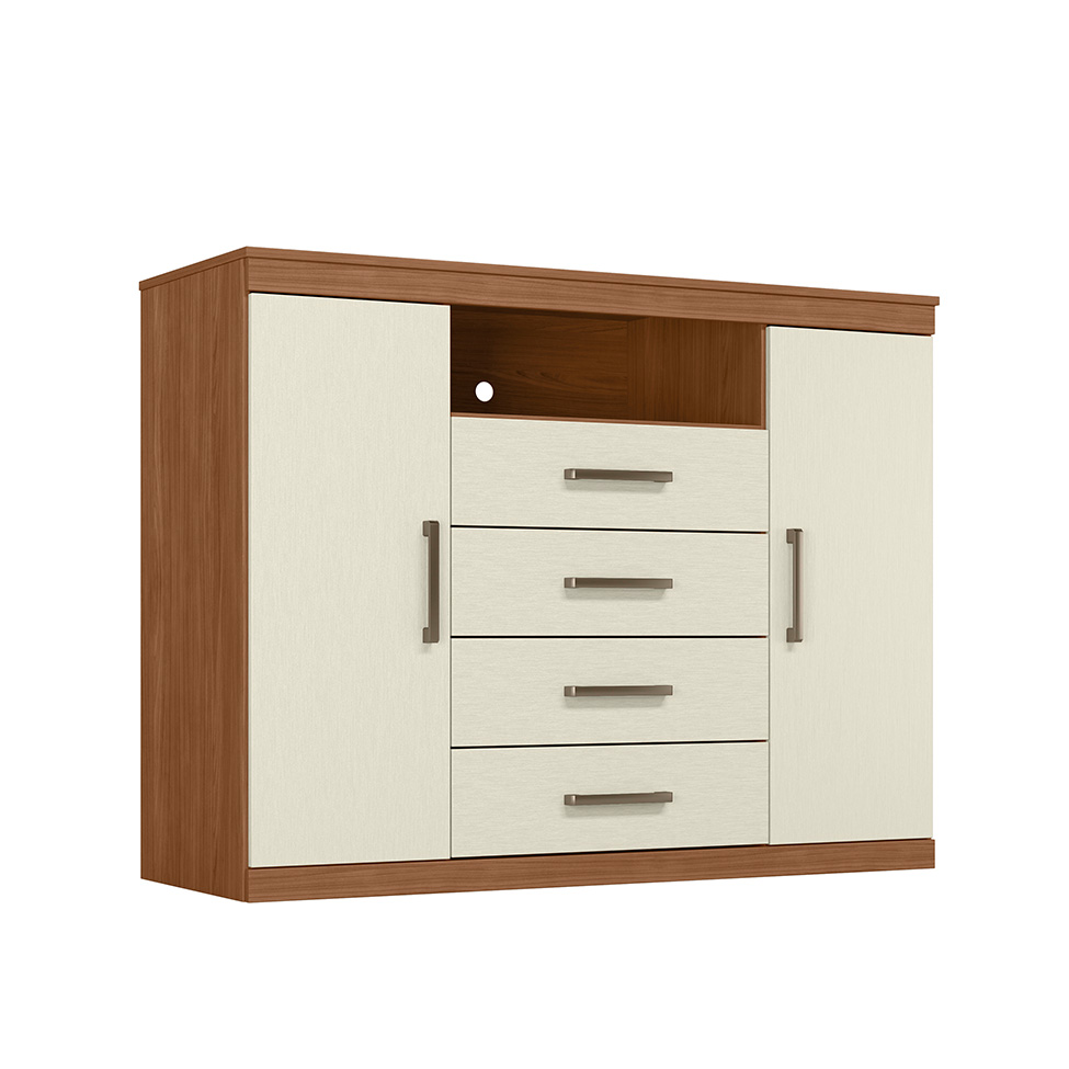 Cômoda Master 2 Portas 4 Gavetas Jabotá e Areia