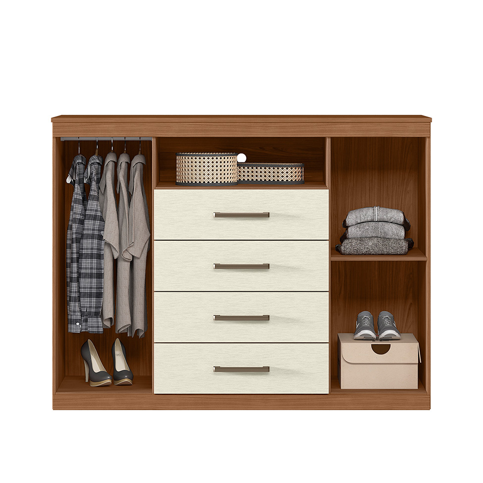 Cômoda Master 2 Portas 4 Gavetas Jabotá e Areia