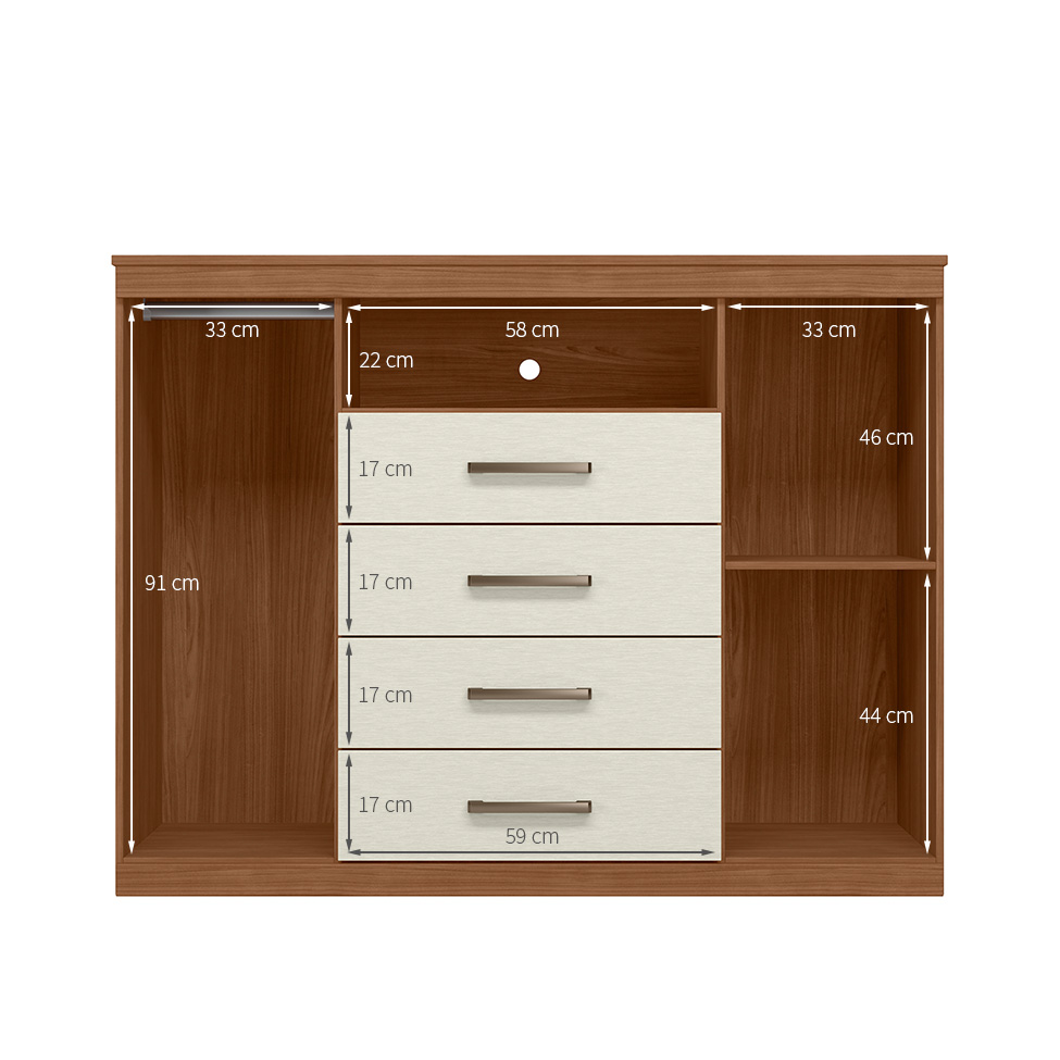 Cômoda Master 2 Portas 4 Gavetas Jabotá e Areia