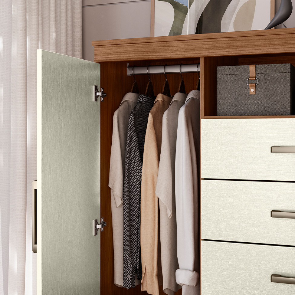 Cômoda Master 2 Portas 4 Gavetas Jabotá e Areia