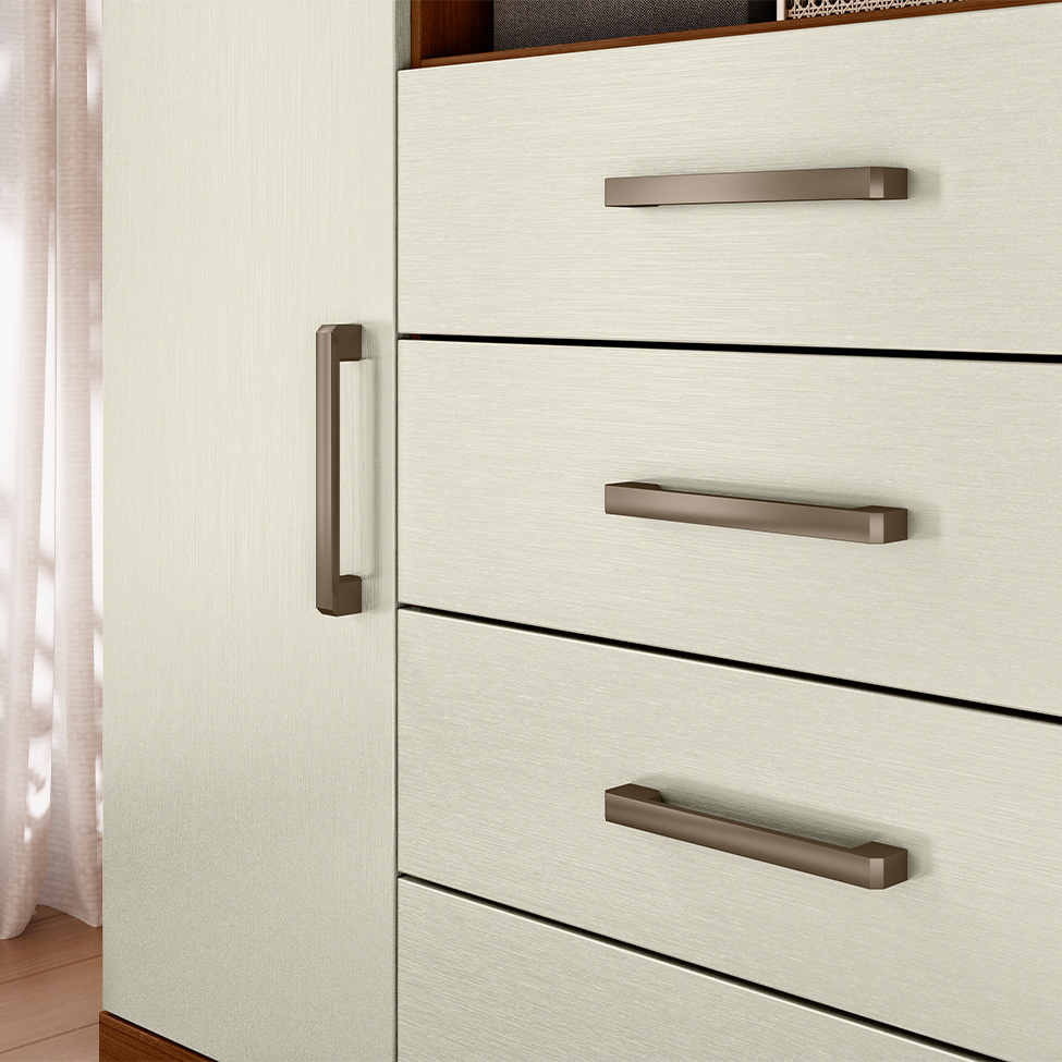 Cômoda Master 2 Portas 4 Gavetas Jabotá e Areia