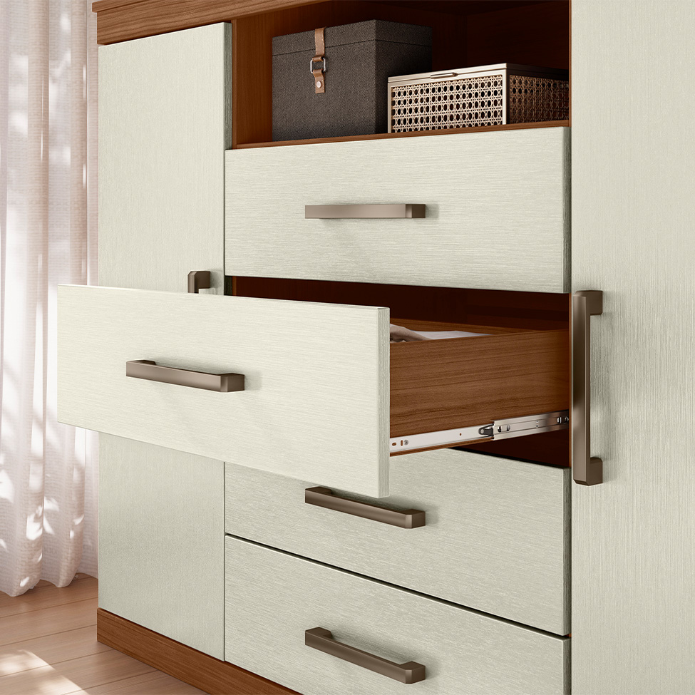 Cômoda Master 2 Portas 4 Gavetas Jabotá e Areia