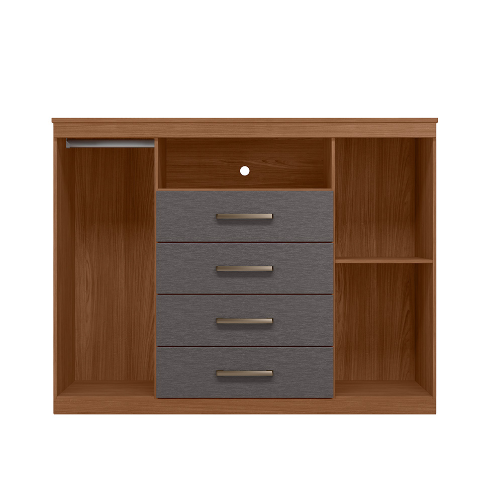 Cômoda Master 2 Portas 4 Gavetas Jabotá e Grafite