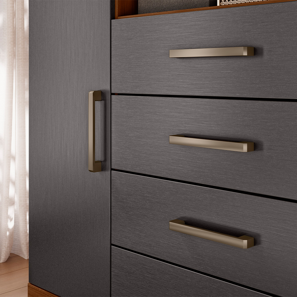 Cômoda Master 2 Portas 4 Gavetas Jabotá e Grafite