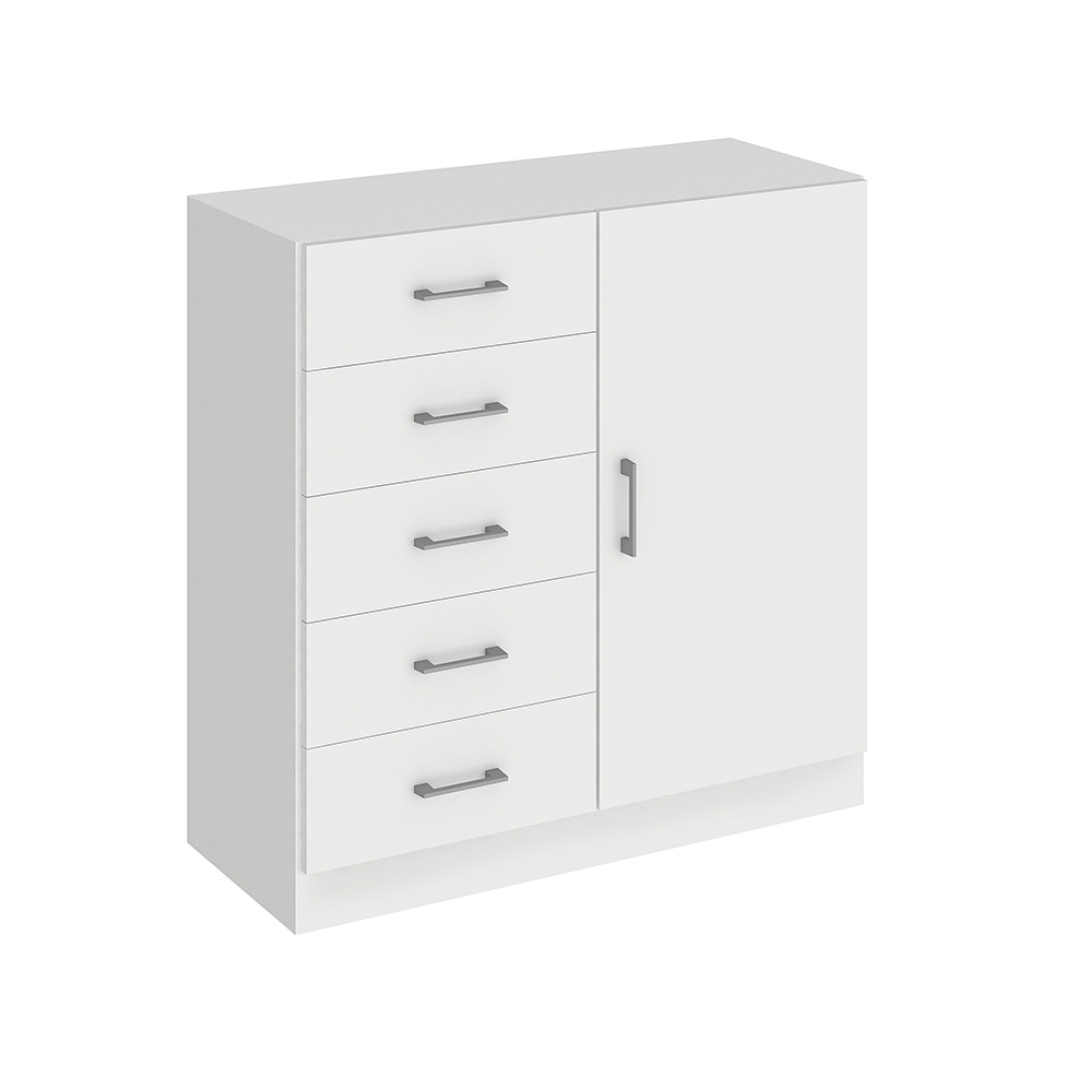 Cômoda Miami 1 Porta 5 Gavetas Branco