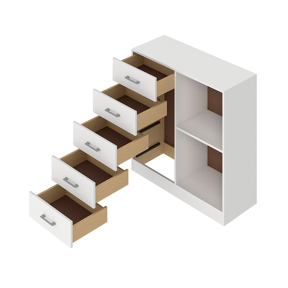 Cômoda Miami 1 Porta 5 Gavetas Branco