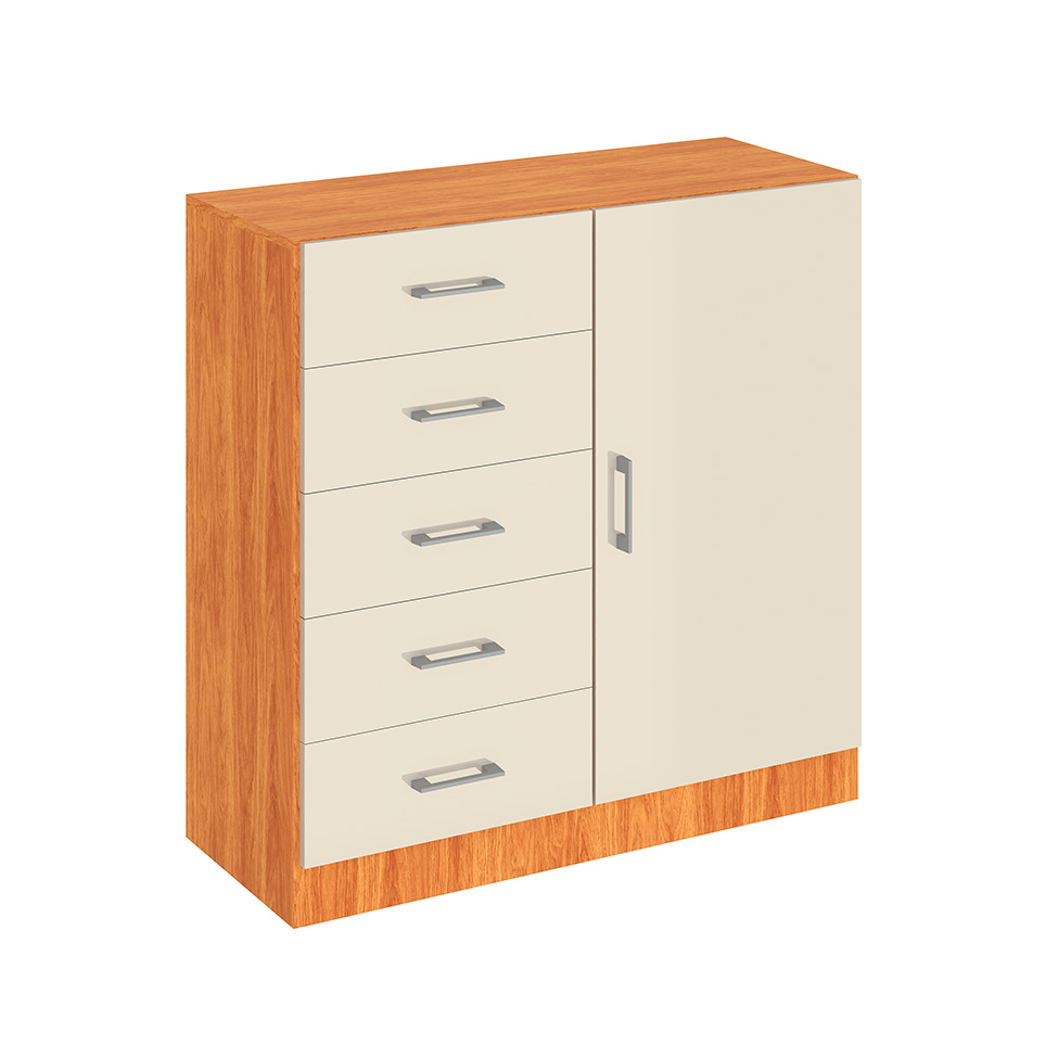 Cômoda Miami 1 Porta 5 Gavetas Cinamomo e Off White