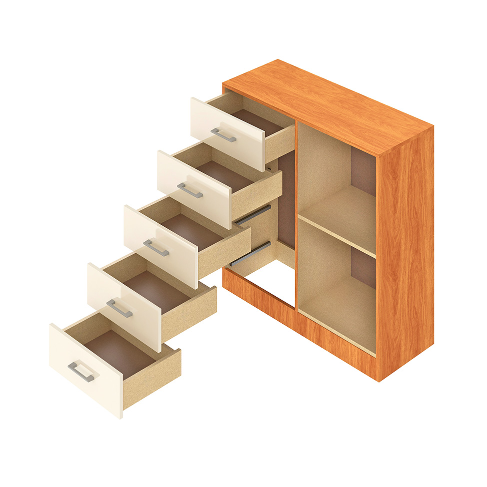 Cômoda Miami 1 Porta 5 Gavetas Cinamomo e Off White