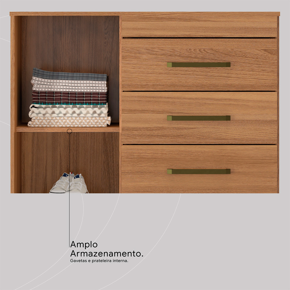 Cômoda Montevidéu 1 Porta 4 Gavetas Amêndoa