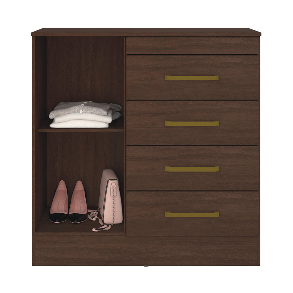 Cômoda Montevidéu 1 Porta 4 Gavetas Café