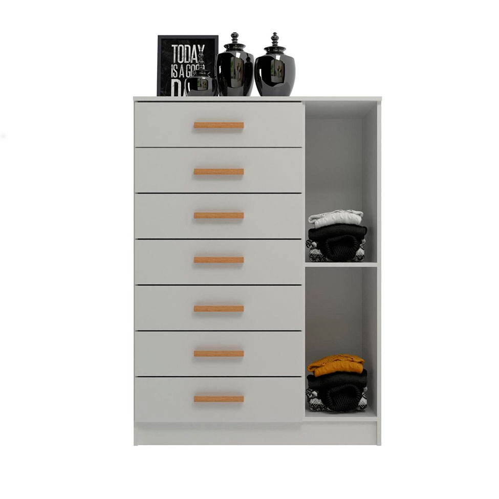 Cômoda New Mônaco 1 Porta 7 Gavetas Branca