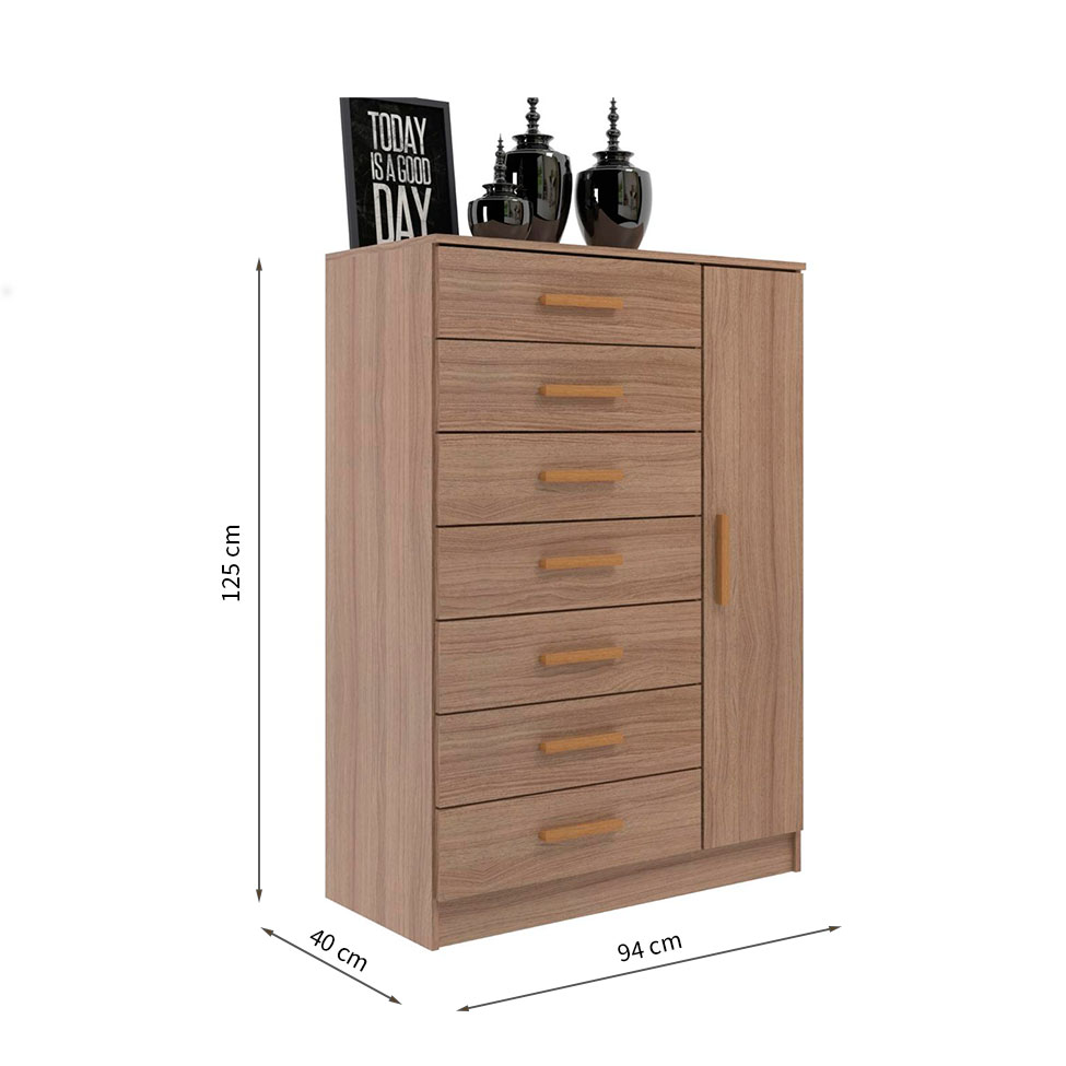 Cômoda New Mônaco 1 Porta 7 Gavetas Demolição