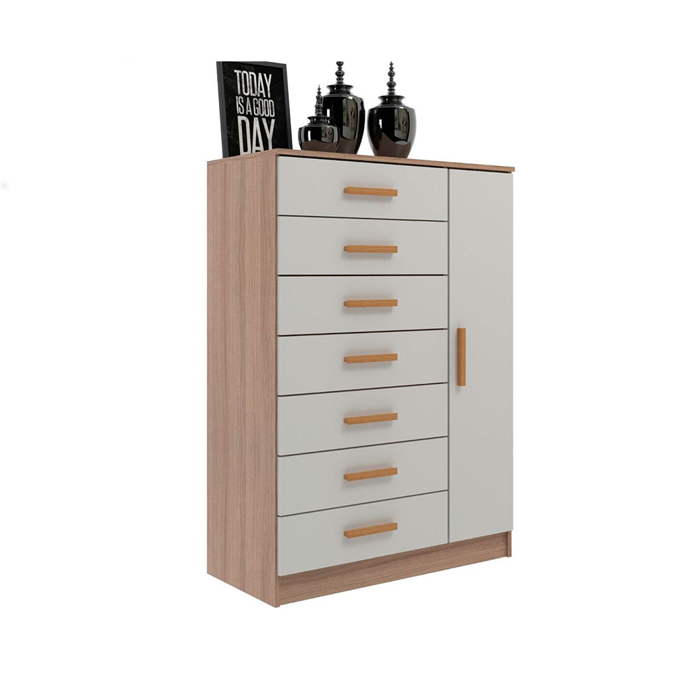 Cômoda New Mônaco 1 Porta 7 Gavetas Demolição e Branca