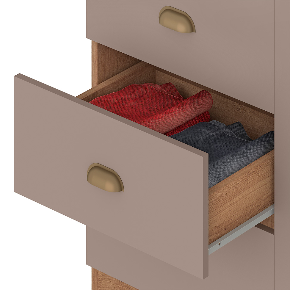 Cômoda Oasis 2 Portas 3 Gavetas Mel e Fendi