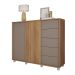 Cômoda Pegasus 2 Portas 5 Gavetas Buriti e Fendi