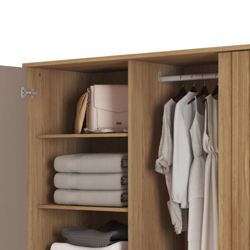 Cômoda Pegasus 2 Portas 5 Gavetas Buriti e Fendi