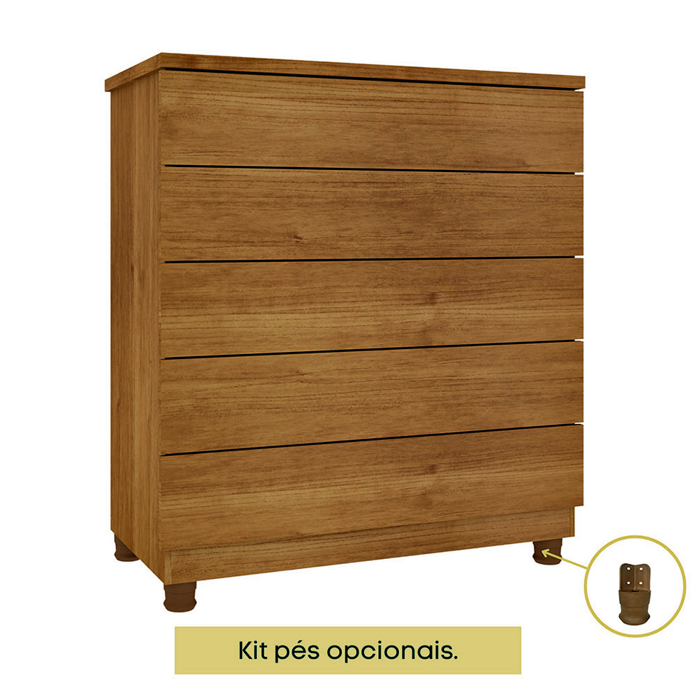 Cômoda Premium 5 Gavetas Cinamomo