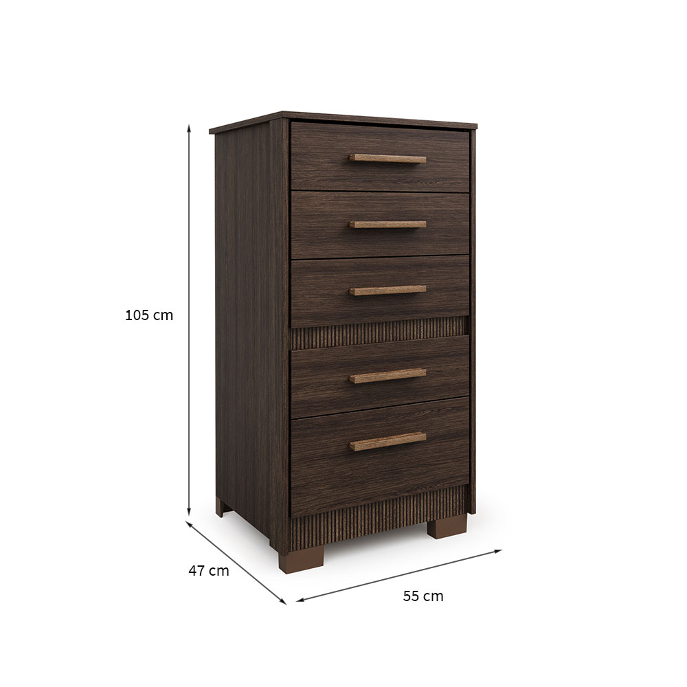 Cômoda Primacy 5 Gavetas Capuccino Wood