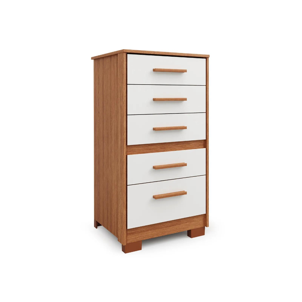 Cômoda Primacy 5 Gavetas Freijó Wood e Off White