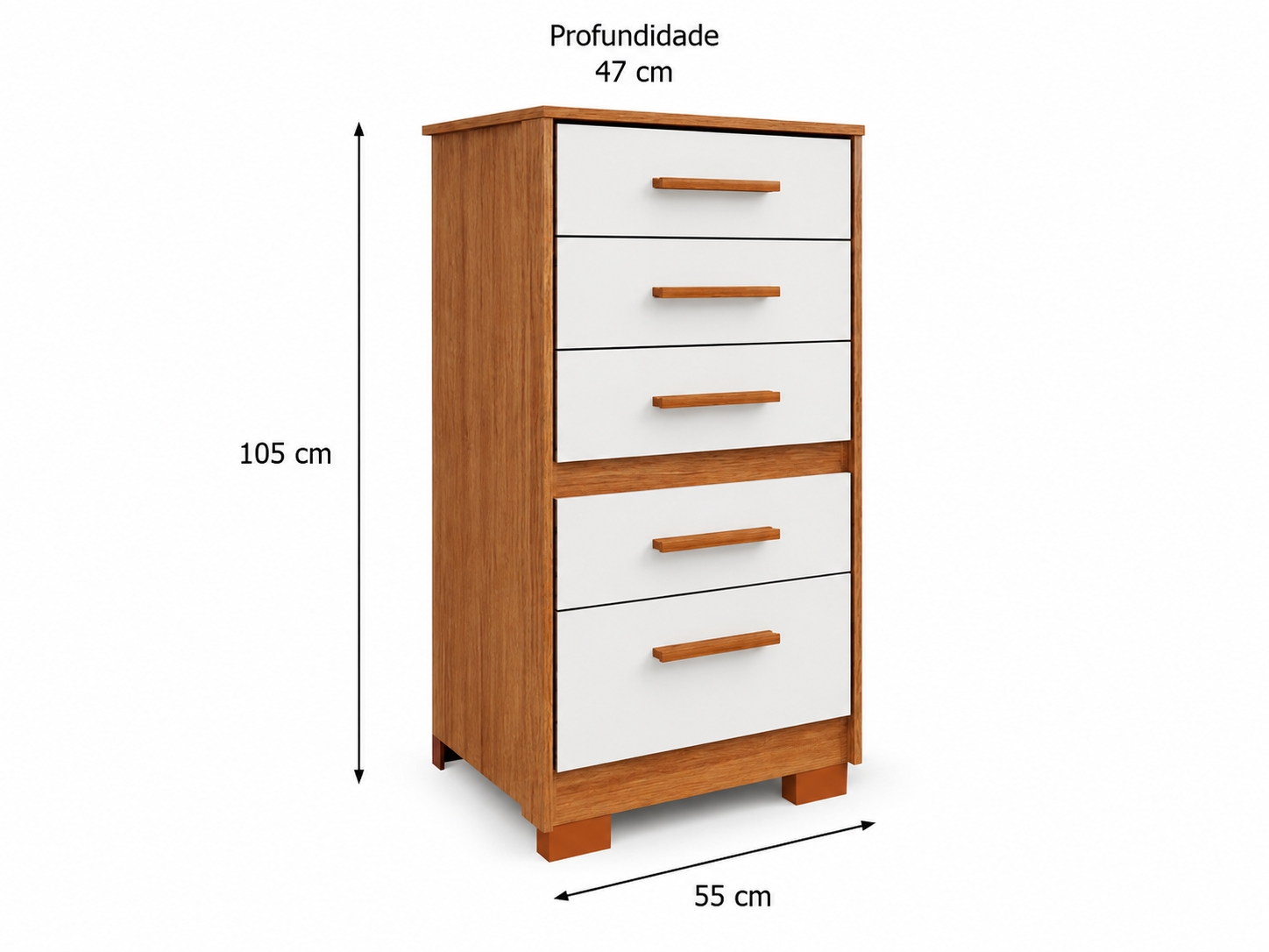 Cômoda Primacy 5 Gavetas Freijó Wood e Off White