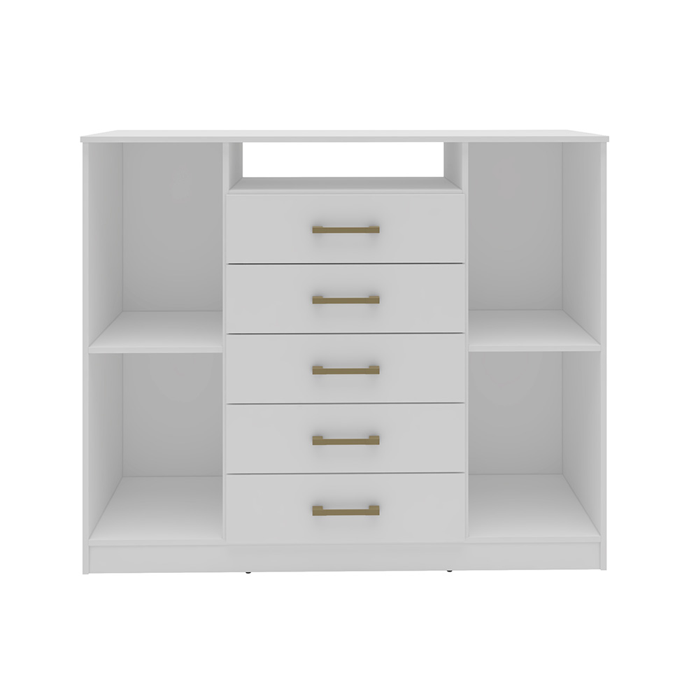 Cômoda Quebec 2 Portas 5 Gavetas Branca