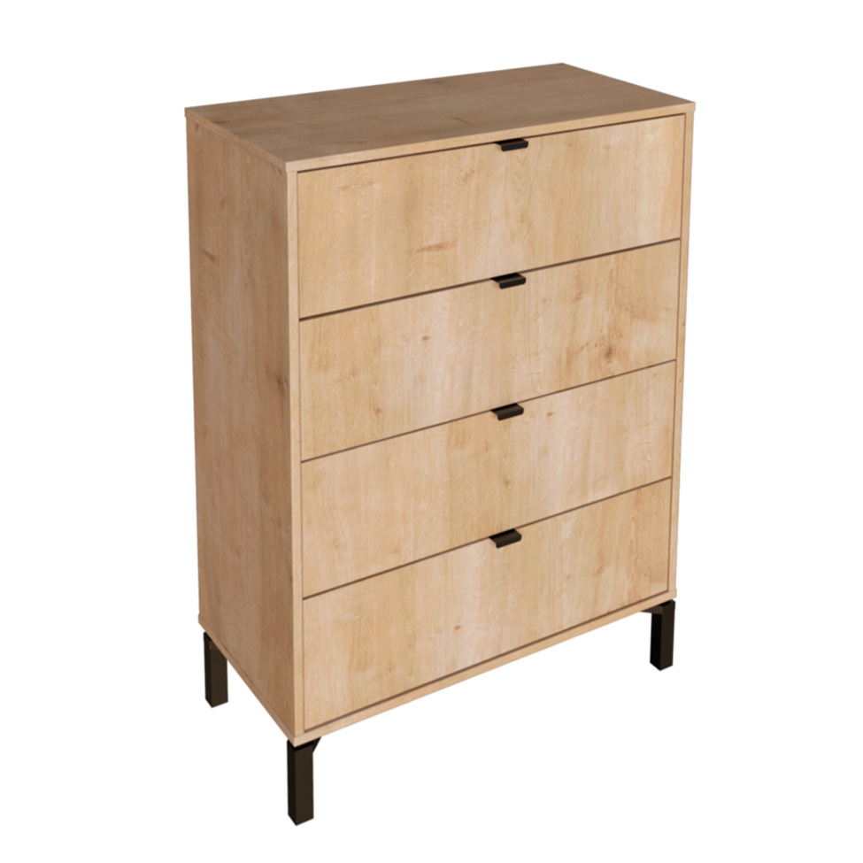 Cômoda Queens 4 Gavetas Amadeirada 76 cm