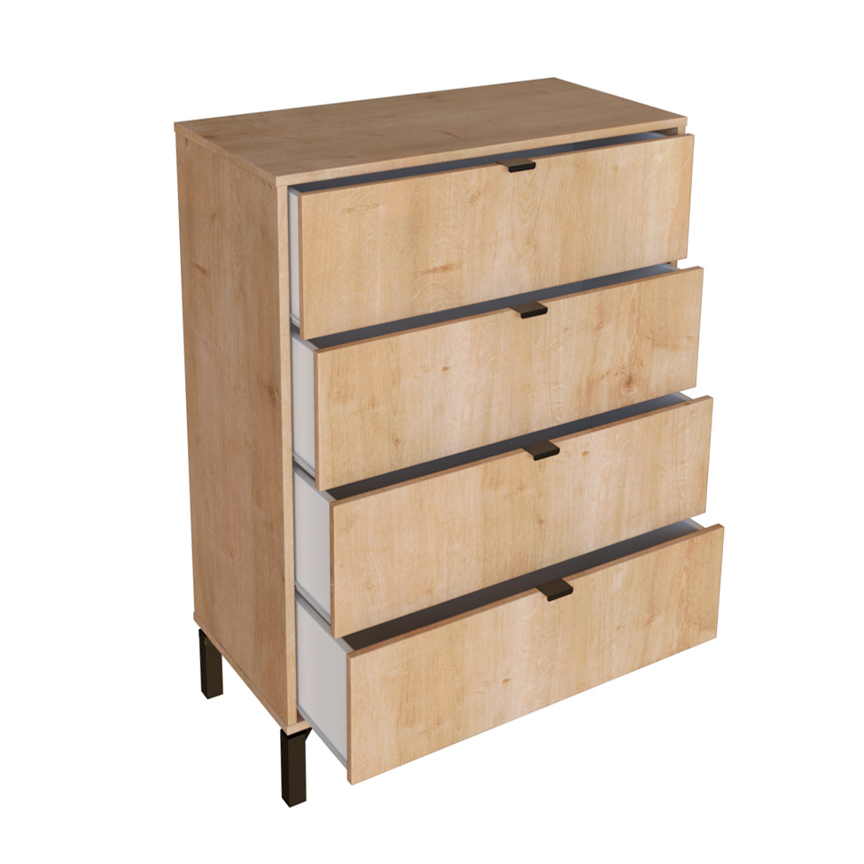 Cômoda Queens 4 Gavetas Amadeirada 76 cm
