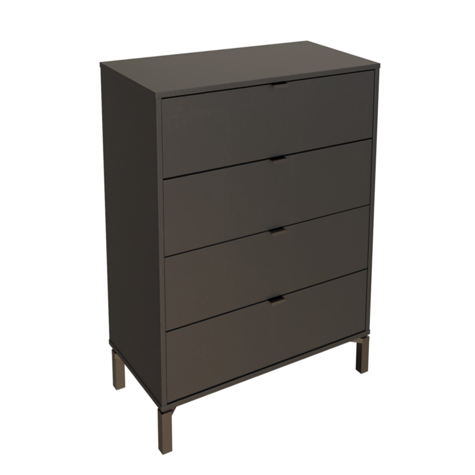 Cômoda Queens 4 Gavetas Preta 76 cm