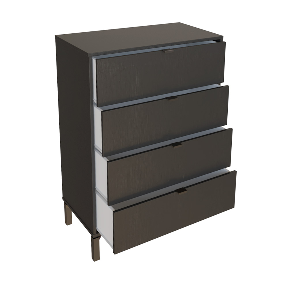 Cômoda Queens 4 Gavetas Preta 76 cm
