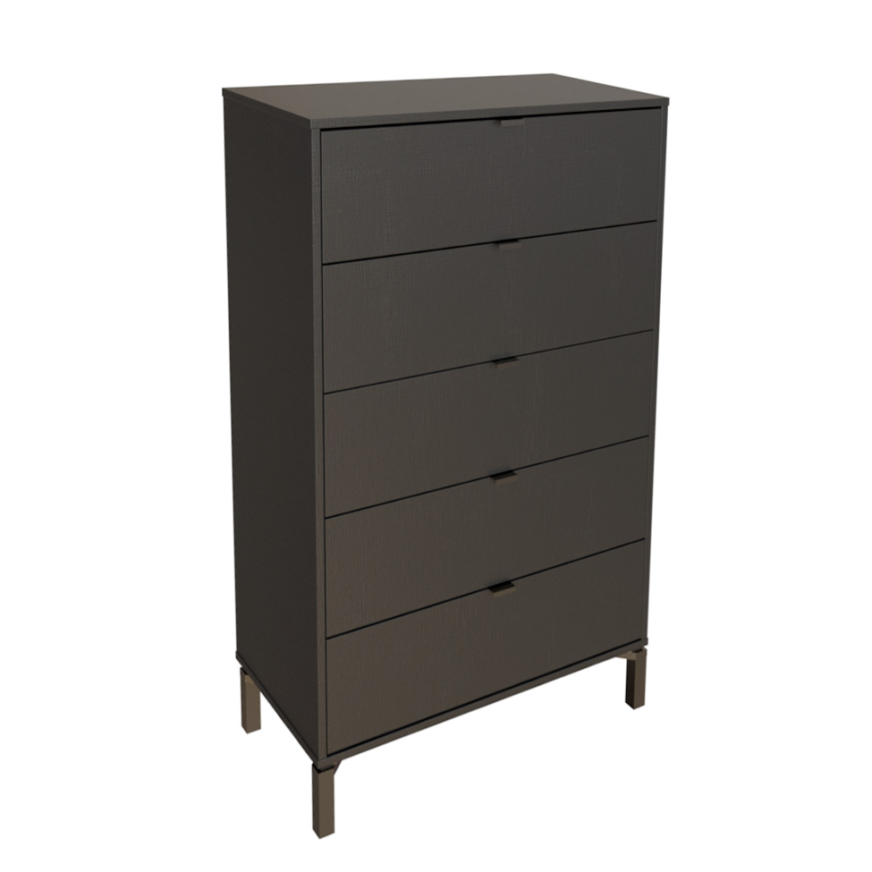Cômoda Queens 5 Gavetas Preta 76 cm