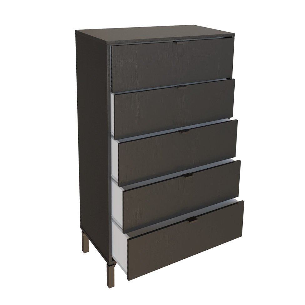 Cômoda Queens 5 Gavetas Preta 76 cm