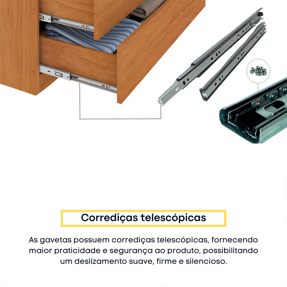 Cômoda Ravello com Pés 1 Porta 4 Gavetas Cinamomo