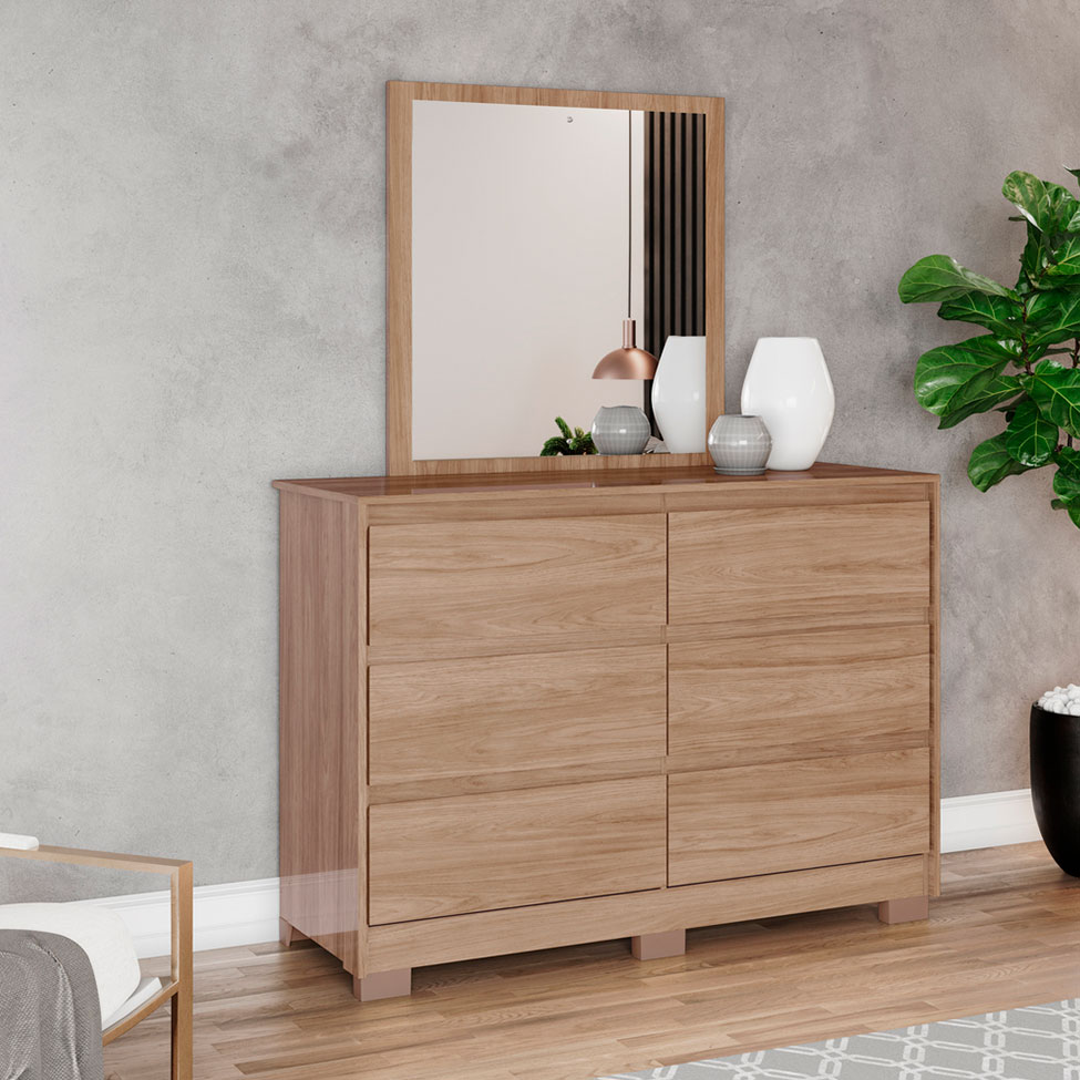 Cômoda Ravenna com Espelho 6 Gavetas Jequitibá